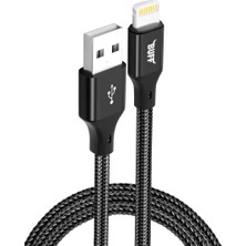 Valor Buff BL71 USB To Lightning 2.4A 1.2m Örgülü Data ve Şarj Kablosu (Siyah)