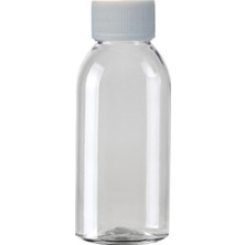 Valor Makrobay 100 Adet - 100ML Plastik Şeffaf Oval Boyunlu Şişe, Boş Düz Beyaz Kapaklı Pet Şişe