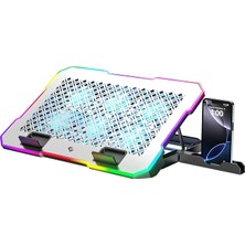 Valor 6 Fanlı Rgb Notebook Soğutucu, 9-17 Inç Laptop Uyumlu, 5 Kademeli Ergonomik Yükseklik Ayarı, Çift U