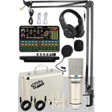 Valor Midex Cx1 Platinium Set Efektli Ses Kartı Mikrofon Stand Kayıt Canlı Yayın Seti (Pc ve Telefon)