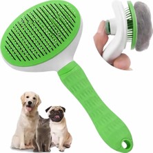 Valor Yeşil Otomatik Temizlenen Tüy Toplama Tarağı – Basmalı Mekanizmalı Kedi Köpek Tarağı – Çelik Iğneli