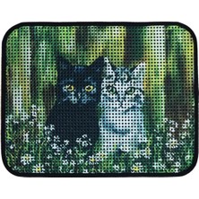 Valor Miapet Elekli Desenli Kedi Tuvalet Önü Paspası 60 x 45 cm Siyah-Beyaz Kediler