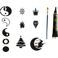 Valor Minimal Parmak ve Sırt Serisi Tüp Kına ve Fırça Hediyeli Tattoo Geçici Dövme Seti