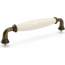 Valor Lisin Porselen Krem Antik Sarı Kulp 128 mm 12.8 cm Mobilya Çekmece Dolabı Dolap Kapak Kulb Kulpu