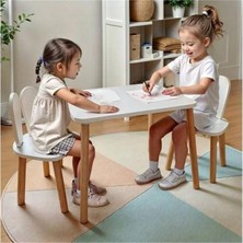 Valor Ahşap Masa Sandalye Seti - 2 Sandalyeli Ders Çalışma Masası - Aktivite Masası