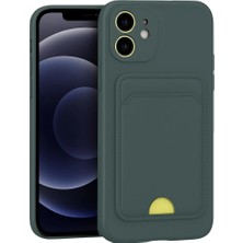 Akıllı Bayi Apple iPhone 11 Kılıf Kelvin Kartvizitli Silikon - Koyu Yeşil