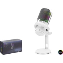 Uslucan Alışveriş Profesyonel Gaming Rgb Mikrofon 192 Khz / 24 Bit Type-C - Beyaz ME6PW
