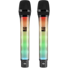 Uslucan Alışveriş Profesyonel Kablosuz Uhf 2 Mikrofonlu Set Rgb - Siyah Wx-82