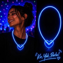 Bucuks Mey Ithalat® Neon Işıklı Fosforlu Kalp Parti Kolyesi Mavi Renk