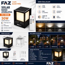 Helios HS4008 30W Solar Bahçe Aydınlatma Armatürü E27 Duy IP65 Su Geçirmez Kumandalı 3 Renk (Cct) – Faz Yapı Elektrik