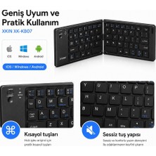 Azurtech Katlanabilir Bluetooth Klavye Kablosuz Şarjlı Telefon Tablet Uyumlu Mini Klavye Siyah