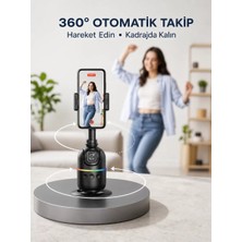 ÖNÇ - PRİME Yapay Zeka Destekli Yüz Takip Özellikli 360 Derece Dönen Masaüstü Telefon Sabitleyici Yeni Nesil