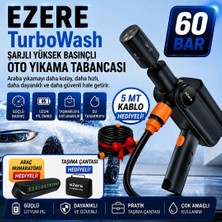 ÖNÇ - PRİME Ezere Turbowash Şarjlı 60 Bar Yüksek Basınçlı Oto Araba Bahçe Yıkama ve Temizleme Tabancası MAKINESI-(5775)