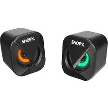ÖNÇ - PRİME Snopy SN-83U 1+1 2WX2 Mini LED Işıklı USB Siyah Speaker