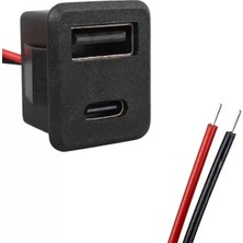 ÖNÇ - PRİME IC-266T-4 Pano Tip Kare Type-C + USB Şarj Soketi Bağlantı Modülü