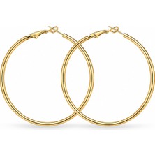 Serelya 316L Çelik Gold Renk 56 mm Halka Küpe