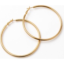 Serelya 316L Çelik Gold Renk 46 mm Halka Küpe
