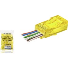 Uslucan Alışveriş Cat6 Ez RJ45 Konnektör - 100 Adet Sari / Ekonomik Poşet Paket ND2408