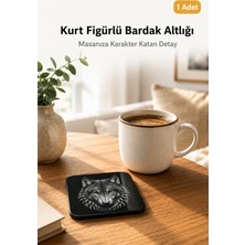 Kurt Figürlü Bardak Altlığı - 1 Adet Kaymaz Masa Koruyucu Supla