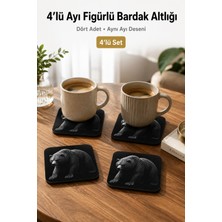 Ayı Figürlü Bardak Altlığı - 4'lü Set Kaymaz Masa Koruyucu Supla