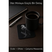 Kartal Figürlü Bardak Altlığı - 4'lü Set Kaymaz Masa Koruyucu Supla