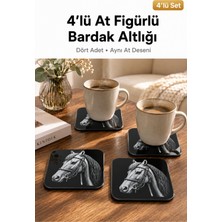 At Figürlü Bardak Altlığı - 4'lü Set Kaymaz Masa Koruyucu Supla