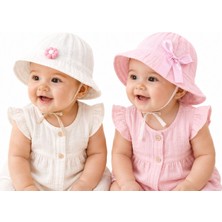 Mini Boncuk     Miniboncuk Kız Bebek Güneş Şapkası – Yazlık Müslin Koleksiyonu