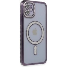 ALK Apple iPhone 11 Kılıf Joke Simli Magneticsafe Kılıf - Derin Mor