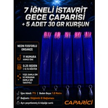 Çaparici 7 Iğneli Istavrit Gece Çaparisi(5 Adet)+5 Adet 30 gr Kurşun 11 Numara Kırmızı Iğne 0.25 Beden 0.15 Köstek