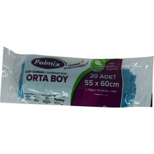 Vexor Çöp Torbası Orta Boy 55X60CM 70GR 11MIKRON 30LT Mavi Rulo 20 Adet