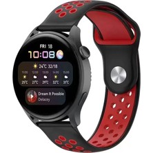 Vexor Watch 22MM Spor Delikli Kordon - Siyah-Kırmızı