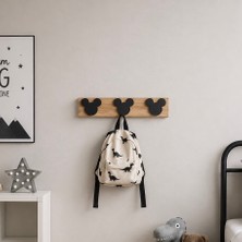 Miessa Ahşap Çocuk Odası Montessori Duvar Askılığı, Mouse Figürlü Dekoratif Ahşap Duvar Rafı