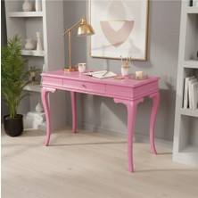 Roys Ahşap 110 cm Masif Rustik Pembe Çalışma Masası