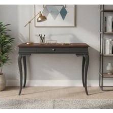 Roys Ahşap 120 cm Masif Rustik Antrasit Ceviz Çalışma Masası