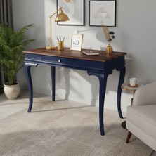Roys Ahşap 120 cm Masif Rustik Lacivert Ceviz Çalışma Masası