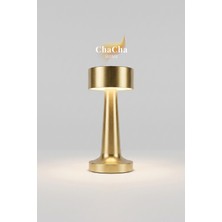 ChaCha Home Nova Metal LED Masa Lambası 22X10 cm - Modern Silindir Başlıklı Lüks Dekoratif Abajur