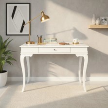 Roys Ahşap 100 cm Masif Rustik Beyaz Çalışma Masası