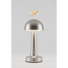 ChaCha Home Mila Metal LED Masa Lambası 22X10 cm - Mantar Başlıklı Lüks Dekoratif Abajur ve Gece Lambası