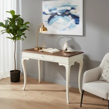 Roys Ahşap 100 cm Masif Rustik Krem Ceviz Çalışma Masası