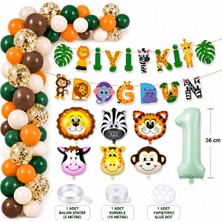 Bkmc Safari Doğum Günü Süsleri Seti 1-9 Yaş Balon Seti Iyi Ki Doğdun Banner 36 cm Rakam Balon Parti Malzemeleri