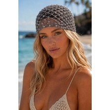 Tom Company Vizon-Pullu Payet Işlemeli Simli Örgü Bohem Saç Aksesuarı File Yazlık Bere Şapka & Bandana