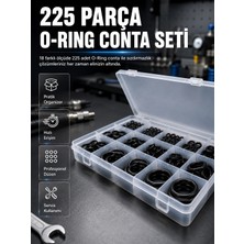 Armüz 225 Parça O-Ring Conta Seti 18 Farklı Ölçü Kauçuk Sızdırmazlık Conta Organizer Kutulu