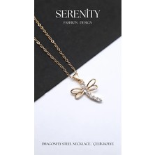 Serenity Dört Kanat Yusufçuk Çelik Kolye