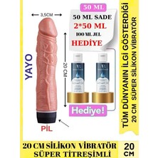 Aşkın Deposu YAYO 20 cm Anl Vaginal Kulanım Için 20CM Süper Set Titreşimli VİBRATÖR 20 cm Anl Vaginal Kulanım Için 2*50 ML JEL HEDİYELİ