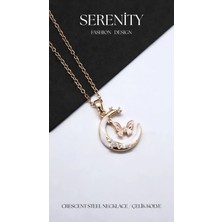 Serenity Kelebek Hilal Figür Çelik Kolye