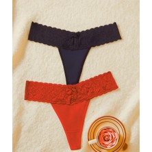 Hsc Bilişim Tegan Büyük Beden Kadın 2'li Dantelli Seksi Tanga TG270053B
