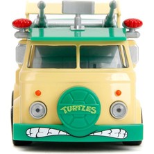JADA Ninja Turtles Parti Vagonu, Metal Model Araba, 1:32, Teenage Mutant Ninja Kaplumbağalar Metal Parti Minibüsü, 13,5 cm