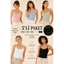Loule Kadın 5 Adet Modal & Pamuklu Ince Askılı Esnek Basic Body Atlet - 5'li Avantaj Paketi