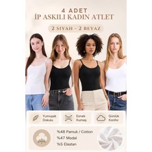 Loule Kadın 4 Adet Pamuklu & Modal Ip Askılı Esnek Günlük Atlet - 4'lü Avantaj Paketi