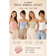 Loule Kadın 4 Adet Modal & Pamuklu Ince Askılı Esnek Basic Body Atlet - 4'lü Avantaj Paketi